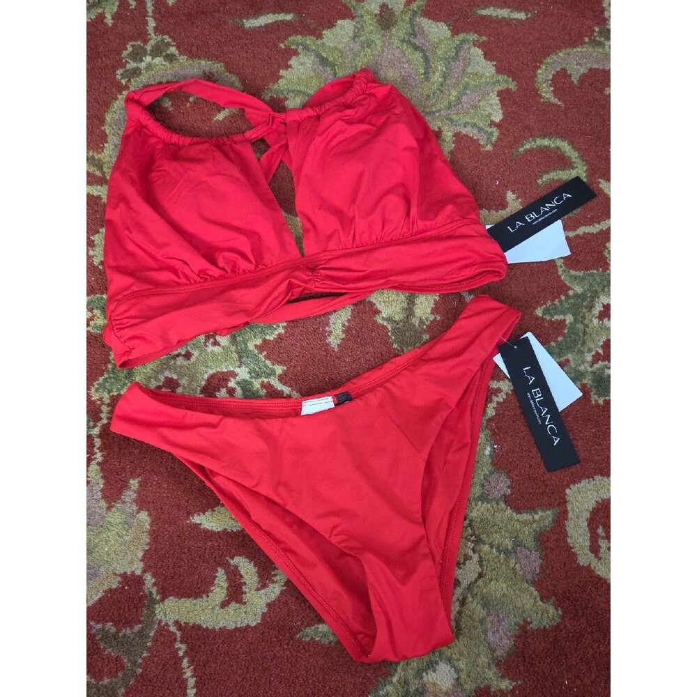 La Blanca Cherry Red Scrunch Butt Bikini